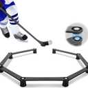 Hikeen 7-Sections Hockey Training Equipment, Magnetic Adjustable Size Hockey Stick Handling Trainer, Portable Stickhandling Training Tool for Puck Control, Reaction Time and Coordination
