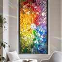Window Privacy Film Static Cling Stained Glass Design Sun Blocking Non-Adhesive Removable Cover for Home Office 17.5x39.3 Inches (Fragments)