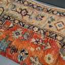 COMSLE Boho Area Rug, 4' x 6' Machine Washable Rugs for Entryway Faux Wool Large Rugs Distressed Throw Rug Non-Slip Floor Carpet for Indoor Bedroom Kitchen Living Room (Red/Green-3)