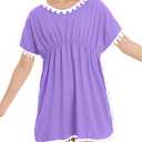 Girls Swimsuit Cover Up Purple Bating Suits Size 5-6 Years Old Short Sleeve Pool Beach Coverup
