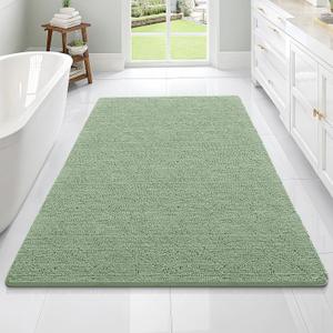 OLANLY Large Bathroom Rugs 70x46, Extra Soft Absorbent Chenille Bath Rugs, Rubber Backing Quick Dry, Machine Washable Bath Mats for Bathroom Floor, Tub and Shower, Home Decor Accessories, Sage Green
