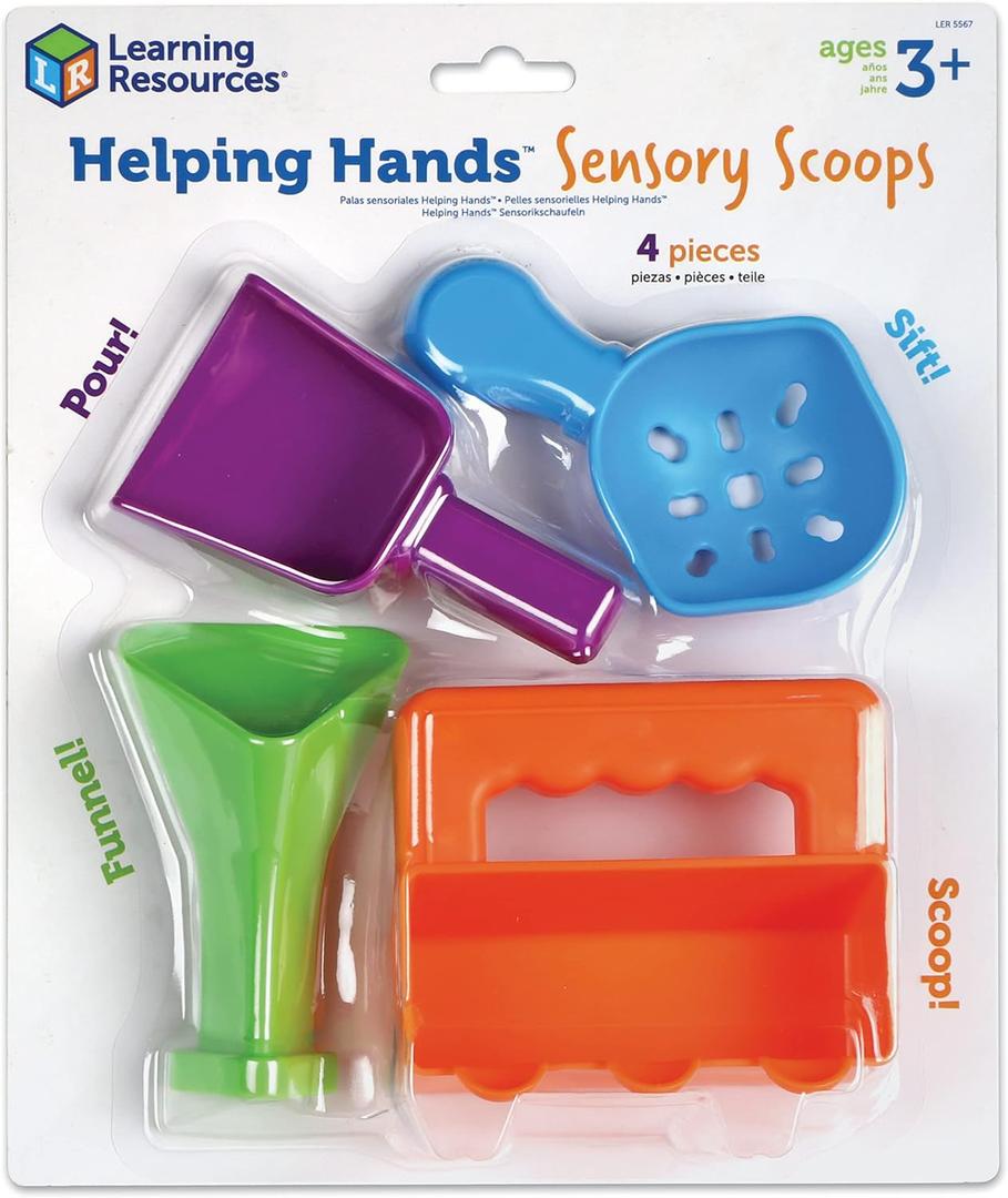 Learning Resources Helping Hands Sensory Scoops - Fidget Sand Toys, Water Bin Play, Tool Set, Fine Motor Games, Toddler Daycare Essentials, Homeschool Preschool