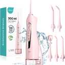 COSLUS Water Dental Flosser Teeth Pick: Portable Cordless Oral Irrigator 300ML Rechargeable Travel Irrigation Cleaner IPX7 Waterproof Electric Flossing Machine for Teeth Cleaning C20(F5020E) Pink