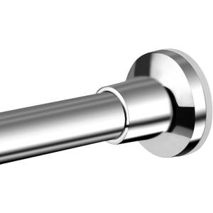 Shower Curtain Rod Silver, 44-75 Inch Tension No Drill Spring Rust-Resistance Adjustable Curtain Rod for Bathroom Shower Stall, RV, Windows, Closet, Polished Stainless Steel, Anti-Slip, No Drilling