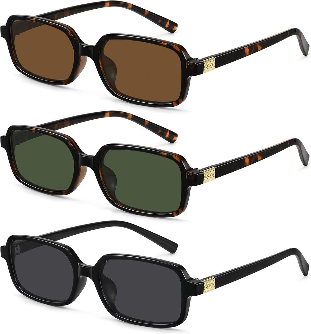 MEETSUN Retro Rectangular Sunglasses for Women Trendy Vintage 90s Small Square Sun Glasses UV Protection