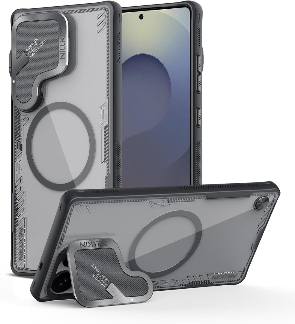 Nillkin Magnetic for Galaxy S25 Ultra Case Clear, Compatible with Magsafe, Never Yellow & Biodegradable Material, Translucent Case with Kickstand & Camera Cover for Samsung Galaxy S25 Ultra, Black