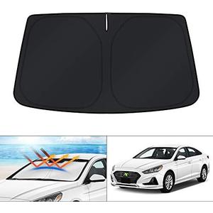 KUST Custom Fit Windshield Sun Shade for 2015 2016 2017 2018 2019 Hyundai Sonata Sedan Sunshade Foldable Sun Visor Protector Blocks UV Rays Keep Your Car Cooler, Black