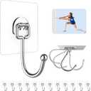 12 Pack Large Adhesive Hooks for 44 lb(Max) Hanging Heavy Duty, Self Adhesive Sticky Hooks Waterproof Stainless Steel Wall Hook for Home Bathroom Shower Kitchen Outdoor Utility Hooks