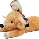 38.5 Inch Yellow Giant Highland Cow Plush Stuffed Animal - Large Cow Pillow Gift for Kids and Adults, Couch & Bed Decor