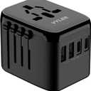 Universal International Power Travel Plug Adapter, 5 in 1 European Travel Plug Adapter W/ 3.5A 2xUSB-A and 2xUSB C Wall Charger and Worldwide AC Outlet for Europe USA UK AUS Asia