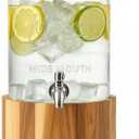 1 Gallon Glass Water & Lemonade Dispenser with Wooden Lid & Stand  Mason Jar Beverage Dispenser with Stainless Steel Spigot, Measurement Marks  Drink Server for Parties, Events, Home Use