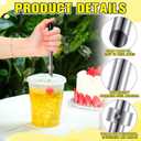 Lasnten 2 Pack Straw Puncher for Plastic Lids Lemonade Cups, Stainless Steel Straw Hole Puncher Punching Tools for Cafe Drinks Deli Container Squeezed Fresh Lemonade Stand Supplies(6.3 Inch,Black)