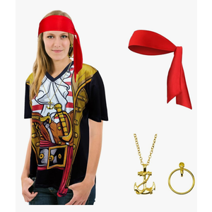Pirate Shirt Costume Men and Women Accessories, Funny Cruise Pirates T Shirts, Novelty Caribbean Shirt for Halloween M
