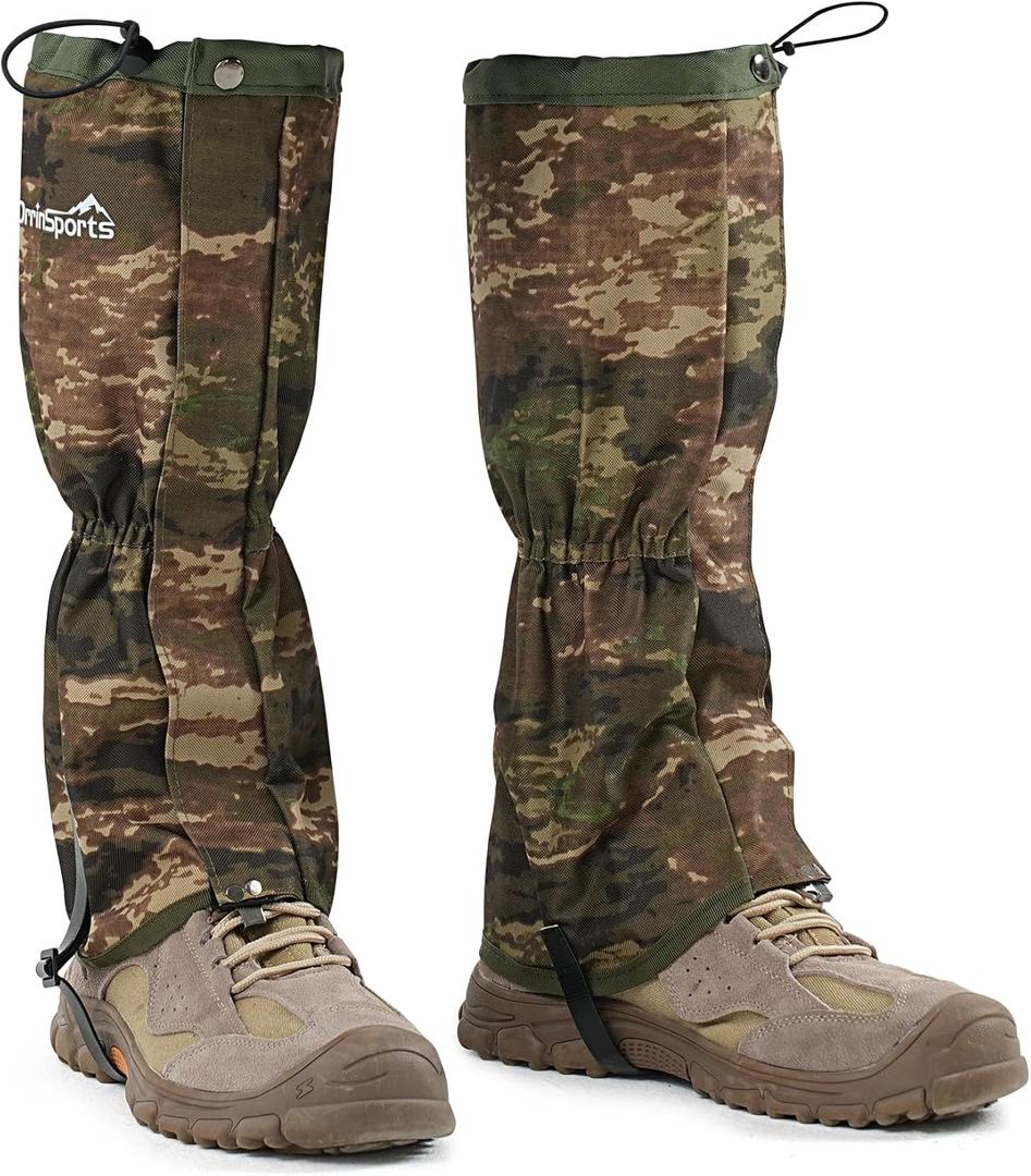 Waterproof Adjustable Leg Gaiters for Men and Women Snow Boot Gaiters for Hiking in Hunting Sand and Mud Mountain Climbing or Snowshoeing (Large-X-Large, Camo)