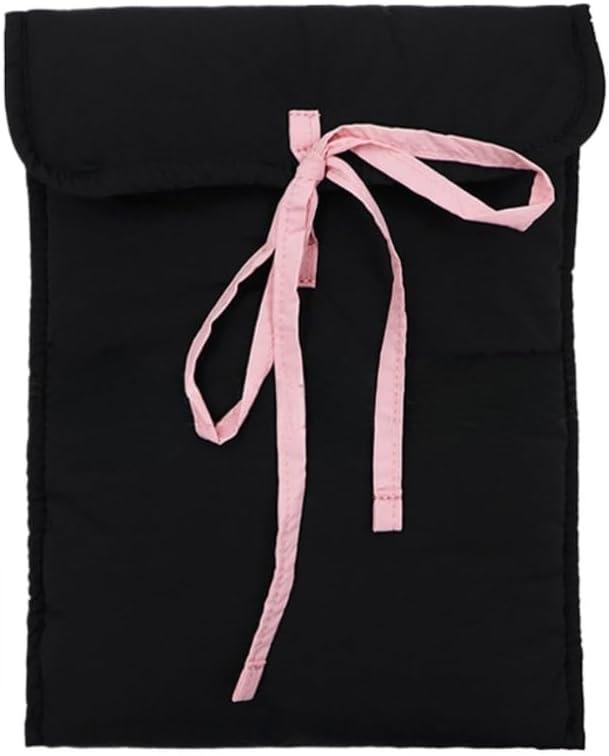 Attria Cute Y2K Bowtie Laptop Sleeve Puffy Notebook Bag 1114 Inch Tablet Bag Cutecore Protective Laptop Case for Women (13-14 Inch, Black)