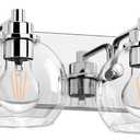 4 Light Bathroom Light Fixtures-Chrome Bathroom Vanity Lights, Modern Vanity Lights 4-Light Bathroom Lighting Fixtures Over Mirror with Clear Glass Globe Shade