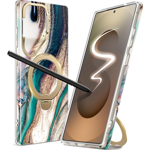 GVIEWIN 360° Spin Magnetic Stand for Samsung Galaxy S25 Ultra Case [Compatible with Magsafe][Camera Cover Stand & Ring Holder] Marble Military Grade Protective Phone Cover S25 Ultra 6.9"
 (Flowing Sakura)