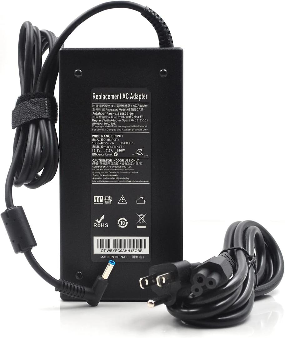 150W Power Supply Charger 19.5V 7.7A AC Adapter Laptop Charger for HP ZBook Studio15 G3 G4 G5 HP ZBook G3 G4 OMEN x by 15 17 ADP-150XB B 710415-001 776620-001 75626-003 917677-003 with Power Cord