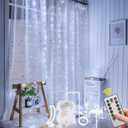 AOMIG Fairy Curtain Lights,300 LED White Window Curtain String Light,8 Modes 9.89.8Ft Waterproof Curtain String Light USB&Battery Powered with Remote Contro,String Lights for Indoor,Outdoor