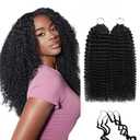 Kinky Curly Crochet Human Hair Knotless Pre Separated Human Hair Crochet Extensions for Braids Locs Gogo Curl Wave Bundle Natural Black Color 120g 100Strands(22Inch Black) (1B#)
