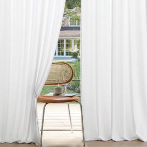 MIULEE Non-See-Through Privacy Linen Curtains 2 Panels, Light Filtering Window Curtains Farnhouse Textured Back Tab Semi Sheer Drapes for Bedroom Living Room, 52 x 84 Inches Long, Pure White
