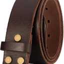 No Buckle Full Grain Leather Belt Men Women Fits With 1.5 Inch Buckle Size: Fit Waist 28-32