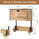 Wooden Wall Mount Gun Rack with Lock, 2-in-1 Horizontal Display for Rifle, Shotgun and Dual Pistols, Secure Firearms Storage Hanger