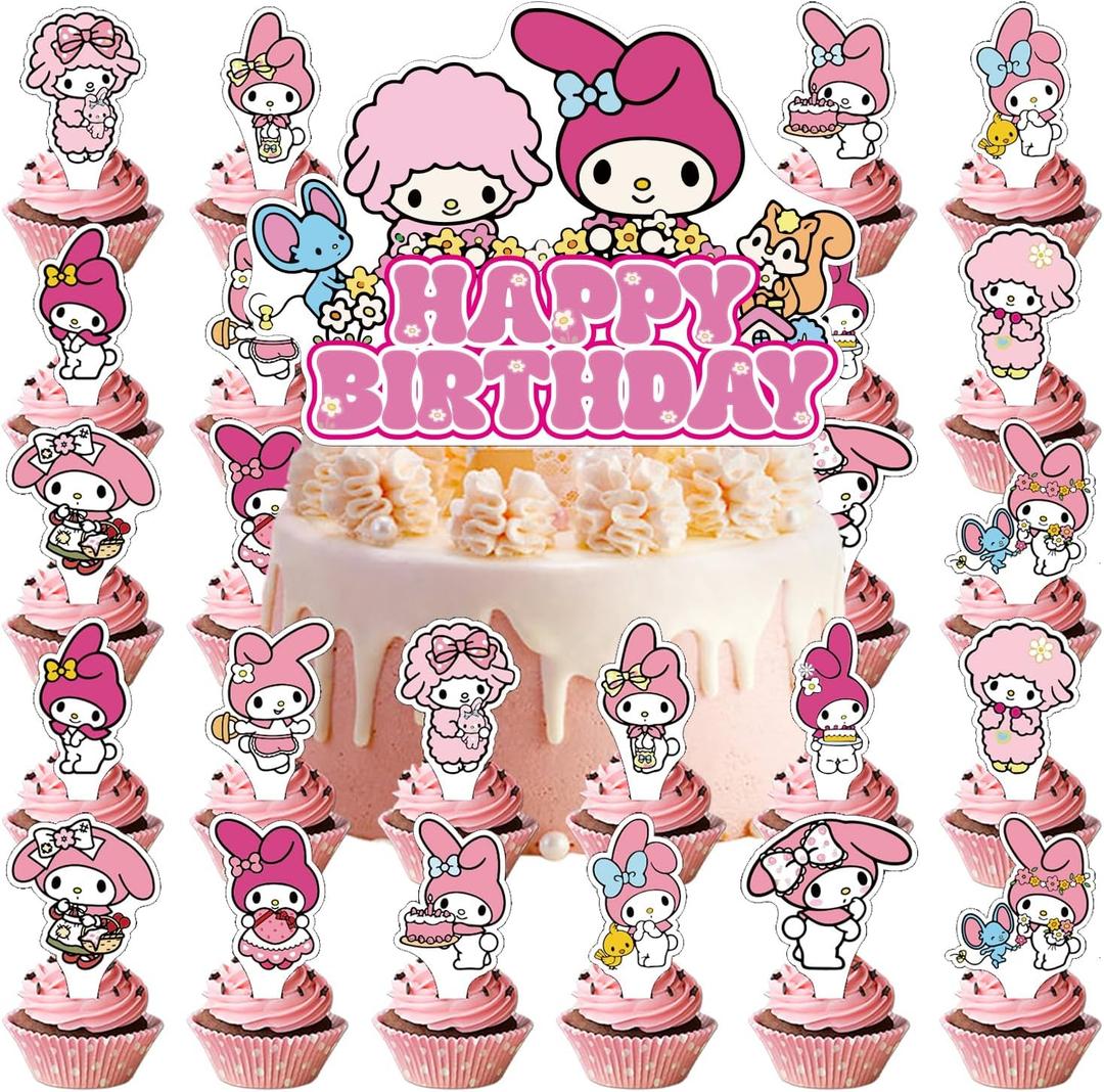 25Pack Melody Cake Toppers Cupcake Toppers,Melod Birthday Party Supplies Cake Decorations For the Melod party decoration