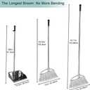 Metal Dustpan and Heavy Duty Broom Set, Stand Up Dustpan with Outdoor Stiff Bristles Broom for Hardwood Patio Room Office Floor Sweeping