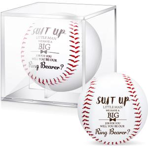 2 Pcs Ring Bearer Baseball Gift Will You Be Our Ring Bearer Proposal Gifts Baseball with Display Case Wedding Request Present for Wedding Day Party Favor