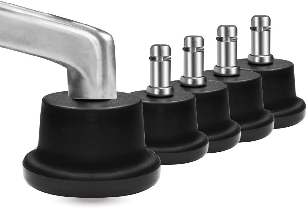 AXL Low Profile Bell Glides Replacement Office Chair, 1.45 inch (37mm) Height Chair Stool Swivel Caster to Fixed Stationary Castors, Replacement Chair Without Wheels- Set of 5 Pack (Low)