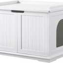 unipaws Cat Litter Box Enclosure Furniture, Cat Washroom, Hidden Litter Box Cover, Cabinet for Large Cat, Dog Proof Cat Litter Boxes, Hideaway Litter Box, Cat House, White, No Top Open