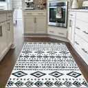 Lahome Area Rugs 4x6 Living Room, Washable Non Slip Soft White Rug, Low Pile Moroccan Tribal Print Boho Front Door Rugs, Non Skid Rubber Backed Carpet for Bedroom Play Room Office Nursery Varena