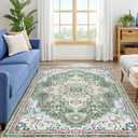 Smiry 8x10 Area Rugs for Living Room, Boho Chic Style Printed Rugs, Low Pile, Non-Shedding, Easy Care, Machine Washable Lightweight Floor Carpets Rugs for Bedroom, Dining Room, Home Office, Green