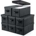 UENTIP CD Storage Box - Pack of 8 CD Case Storage - 13.2" x 5.9" x 5.3", Container holds 240 CDs in full jewel cases, 480 CDs in slim cases, and 1320 discs in CD sleeves - Black (8pack-black)