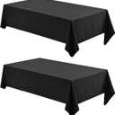 2 Pack Rectangle Tablecloth, 60x84 inch, Water Resistant Wrinkle Free Linen Textured Table Cloth Washable, Decorative Fabric Table Cover for Dining, Party and Camping, Black