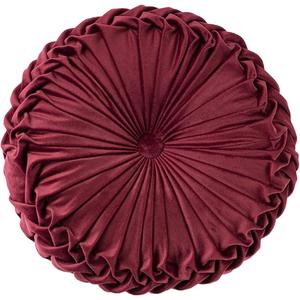 HLOVME Throw Pillow for Couch Decorative 3D Pumpkin Round Velvet Cushion for Sofa Bed Chair Floor 15"X15", Wine Red