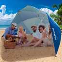 LOTTAFUN Beach Shelter Umbrella Premiere UPF 50+ Umbrella Shelter for Sun and Rain Protection for Adult (10-Foot,Blue Stripe)