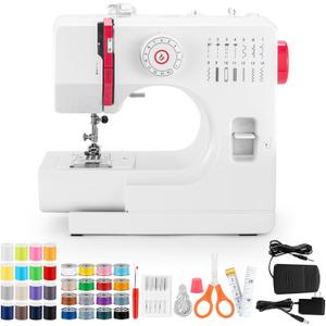 Sewing Machine, Mini Sewing Machines for Adults and Kids, 14 Stitch Dual Speed Portable Sewing Machine for Beginners, Sewing Kit with Foot Pedal & Sewing Shelf Kit, (Upgrade Version)