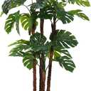 6FT Artificial Monstera,Fake Swiss Cheese Plants Faux Tropical with Bark and Black Pot for Indoor Outdoor Office Living Room Home Decor