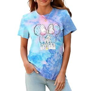 Magical Shirt for Women Magic Kingdom T Shirt Family Vacation Tee Princess Castle Casual Short Sleeve Tops Tie-dye-001, XX-Large