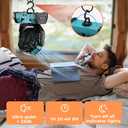 Camping Fan - 20000mAh Battery Powered Fan Rechargeable with LED Lantern - Portable Outdoor Tent Fans with Hanging Hook 4 Speeds Wind Remote Control, Blue
