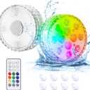 Submersible LED Lights, Underwater Pool Light 16 RGB Color Changing, IP68 Waterproof with RF Remote, Magnetic/Suction Cups/Battery Operated Shower Light for Spa/Hot Tub/Bathtub/Pond (4 Pack)