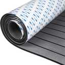 OCEANBROAD Self-Adhesive 96''x36'' 2 Rolls Boat Flooring with 3M Adhesive Backing EVA Foam Boat Decking Faux Teak Marine Non-Slip Sheet for Jon Boats Helm Pad Floor, Dark Gray with Black Seam Lines