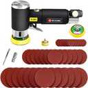 Mini Air Sander 1/2/3 Inch Pneumatic Small Orbital Sander for Auto Body Work, Mini Polisher with 45PCS Sanding Discs + 3PCS Backing Pads