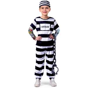 Spooktacular Creations Halloween Prisoner Costume Kids, Jail Costume with Handcuffs for Child Boys Halloween Dress Up Party (M)
