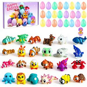 24 Pack Prefilled Easter Eggs with 3D Printed Animal Toys Ready to Use Basket Stuffers, Egg Hunt Fillers, Party Favors & Easter Gifts for Kids. Non-Candy Classroom Prizes for Toddlers, Boys & Girls.