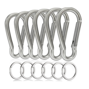 6PCS Carabiners, LDJZON Aluminum Carabiner Clip Spring Snap Hook with 6PCS Keyrings Keychain Hook for Keys, Backbag, Camping Lamp,Water Bottle (3 inch) Silver