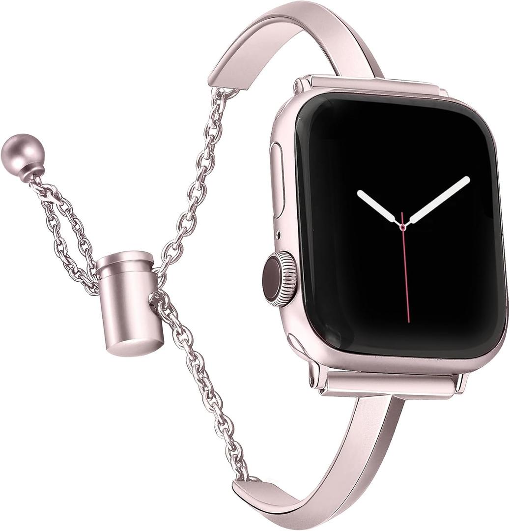 PlusRoc Stainless Steel Band Compatible with Apple Watch Band 38mm 40mm 41mm 42mm 44mm 45mm 46mm 49mm iWatch SE Series 11 10 9 8 7 6 5 4 3 2 1, Slim Versatile Bangle Bracelet for Women