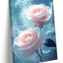 Pink Rose Canvas Wall Art Abstract Smoke Rose Picture Wall Decor Modern Flower Poster Print Printing For Living Room Bedroom Bathroom Decoration Ready To Hang
